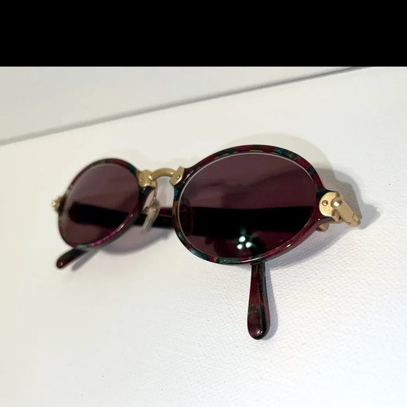 Vintage Jacomo Womens Italy Sunglasses Round Tortoise Teal Designer Gold Brass - Picture 7 of 10